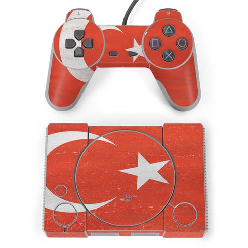 Turkish Flag Distressed PlayStation Classic Bundle Skin